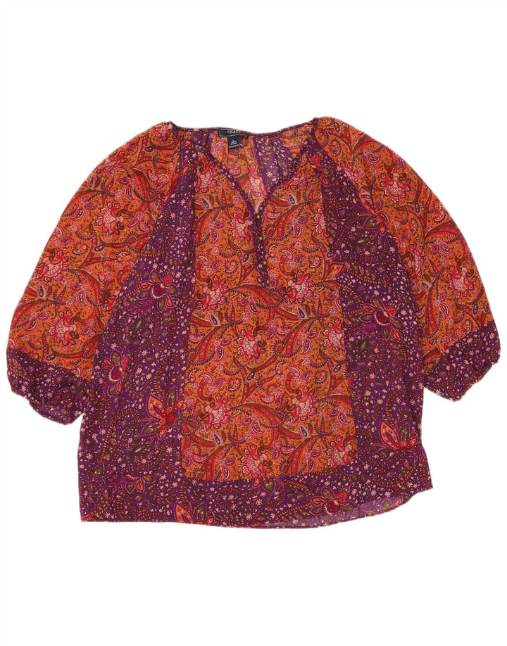 CHAPS Camicetta da donna con maniche a 3/4 Top UK 16 Grande motivo cachemire multicolore