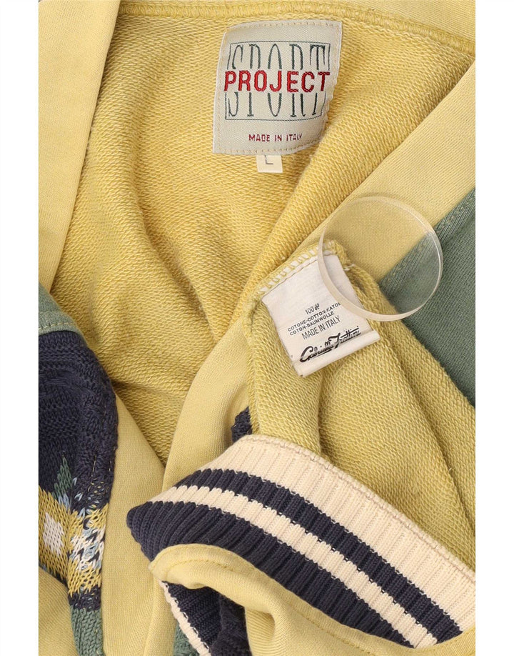 Project Maglione cardigan da uomo grande in cotone color block giallo