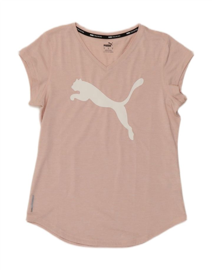 T-shirt grafica da donna Puma UK 14 poliestere rosa medio