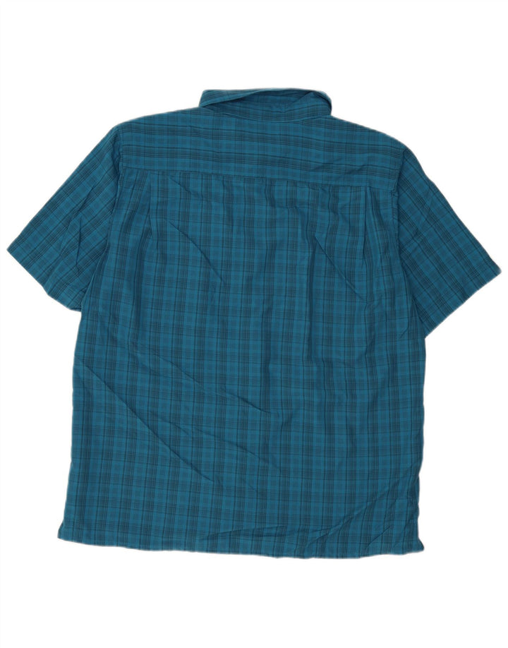 Eddie Bauer Camicia a maniche corte da uomo a quadri grandi in poliestere blu