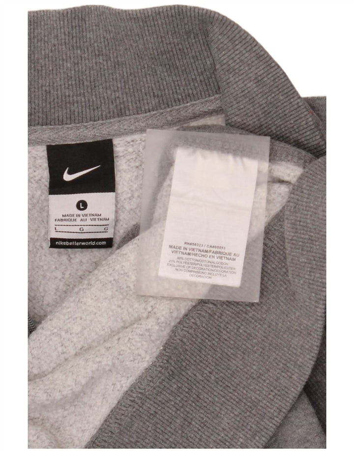 Felpa Nike da uomo con zip e collo, maglione grande, cotone chiazzato grigio