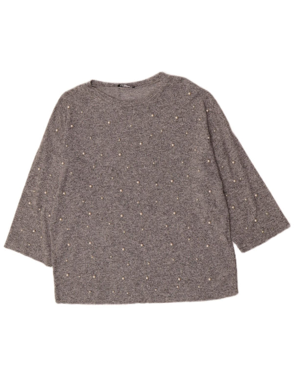 Maglione Zara da donna con scollo a barca con maniche a 3/4 UK 14 Grigio medio