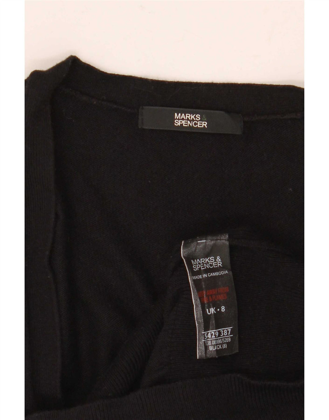 Maglione cardigan lungo da donna Marks & Spencer UK 8 piccolo in viscosa nera