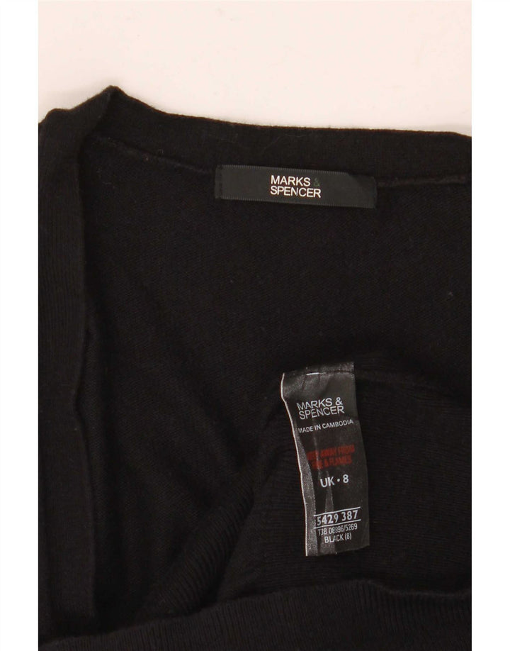 Maglione cardigan lungo da donna Marks & Spencer UK 8 piccolo in viscosa nera