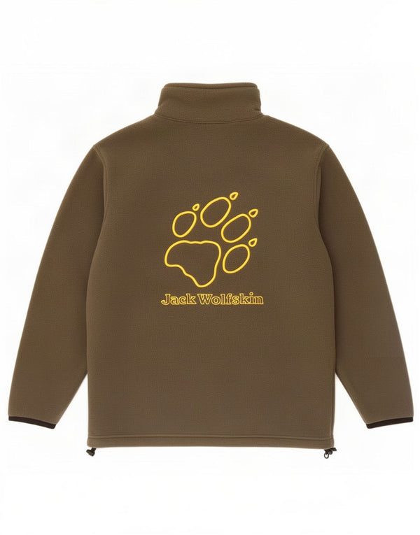 Maglione in pile con collo con zip grafica Jack Wolfskin per ragazzi 13-14 anni color kaki