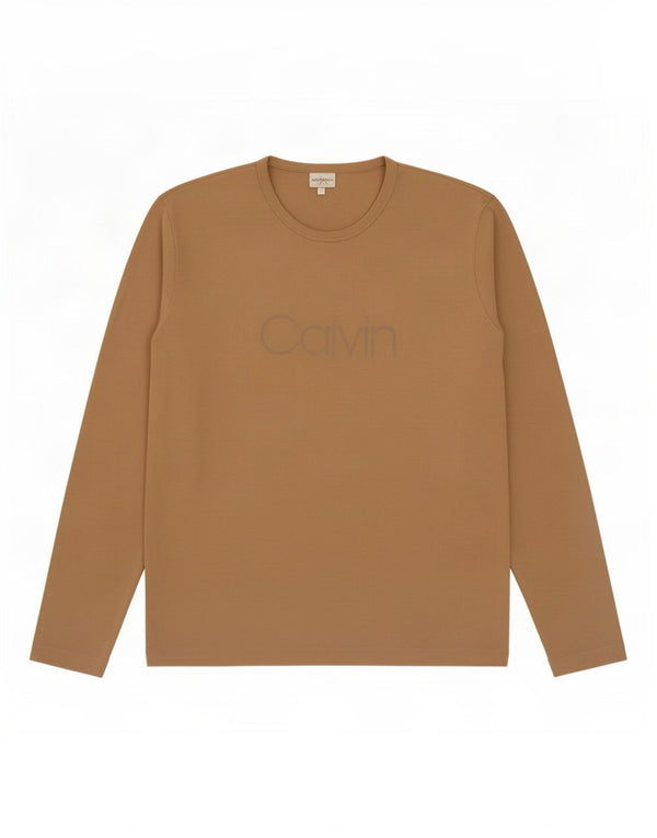 Calvin Klein Uomo Graphic Top Manica Lunga Grande Beige