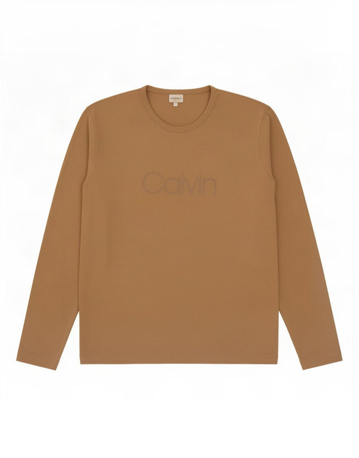 Calvin Klein Uomo Graphic Top Manica Lunga Grande Beige