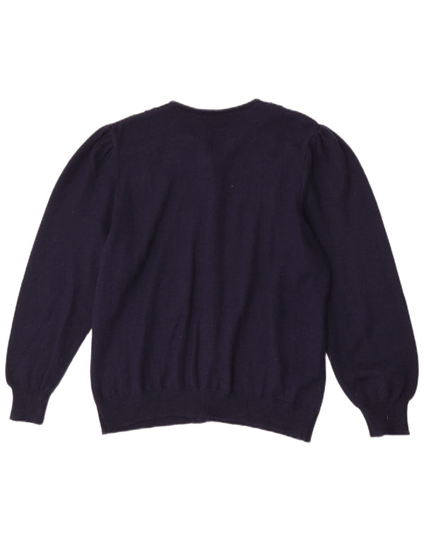 Maglione cardigan da donna vintage UK 14 Medio Blu navy