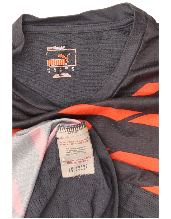 T-shirt da uomo Puma Top piccola in poliestere a righe grigie