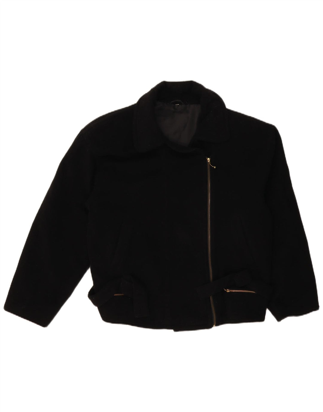 Giacca da motociclista vintage da donna UK 14 grande nera