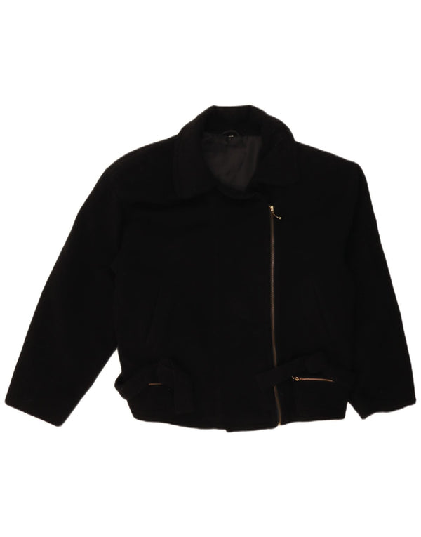 Giacca da motociclista vintage da donna UK 14 grande nera