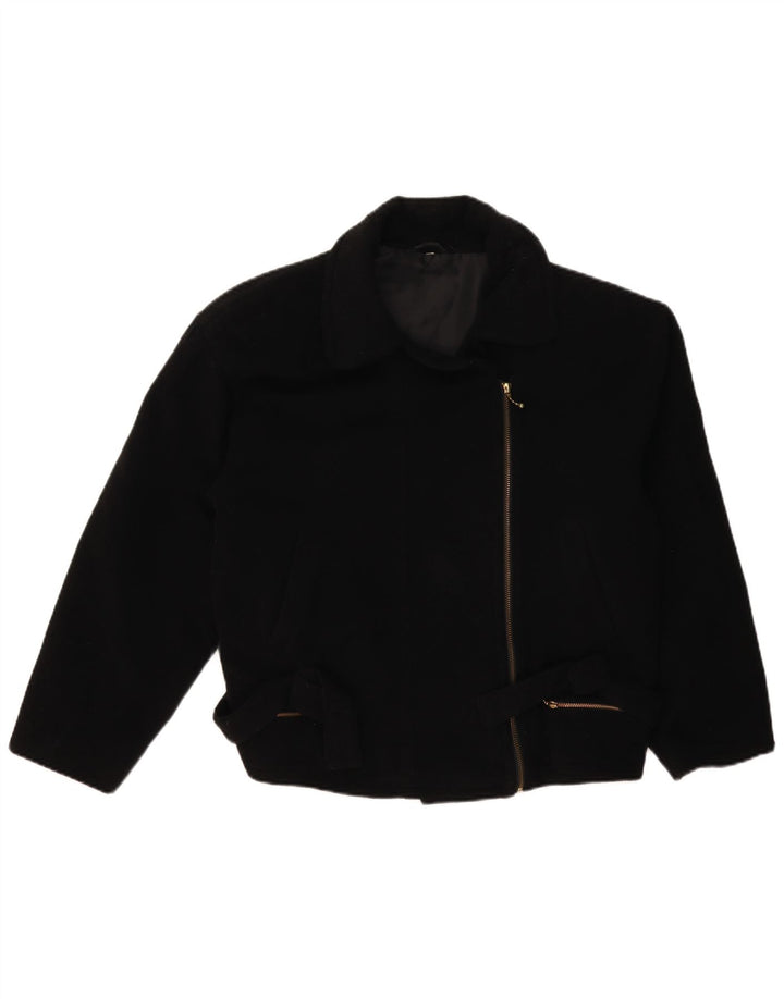 Giacca da motociclista vintage da donna UK 14 grande nera