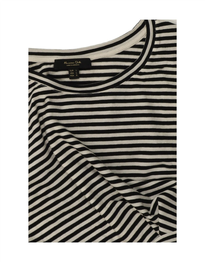 Maglia da donna a maniche lunghe Massimo Dutti UK 16 grande gessato bianco