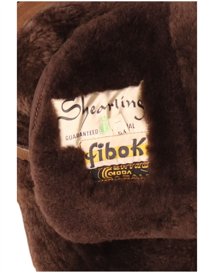 Cappotto doppiopetto in shearling da uomo Fibok UK 38 Marrone medio