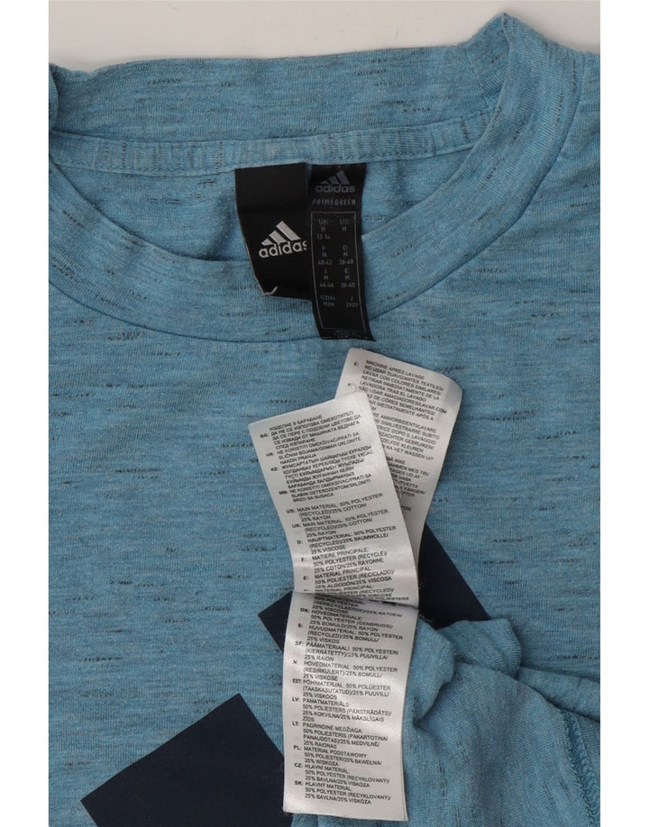 T-shirt grafica da donna Adidas Top UK 12/14 Poliestere screziato blu medio
