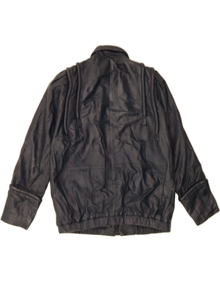 VINTAGE Womens Leather Jacket EU 38 Medium Black Leather Vintage Vintage and Second-Hand Vintage from Messina Hembry 