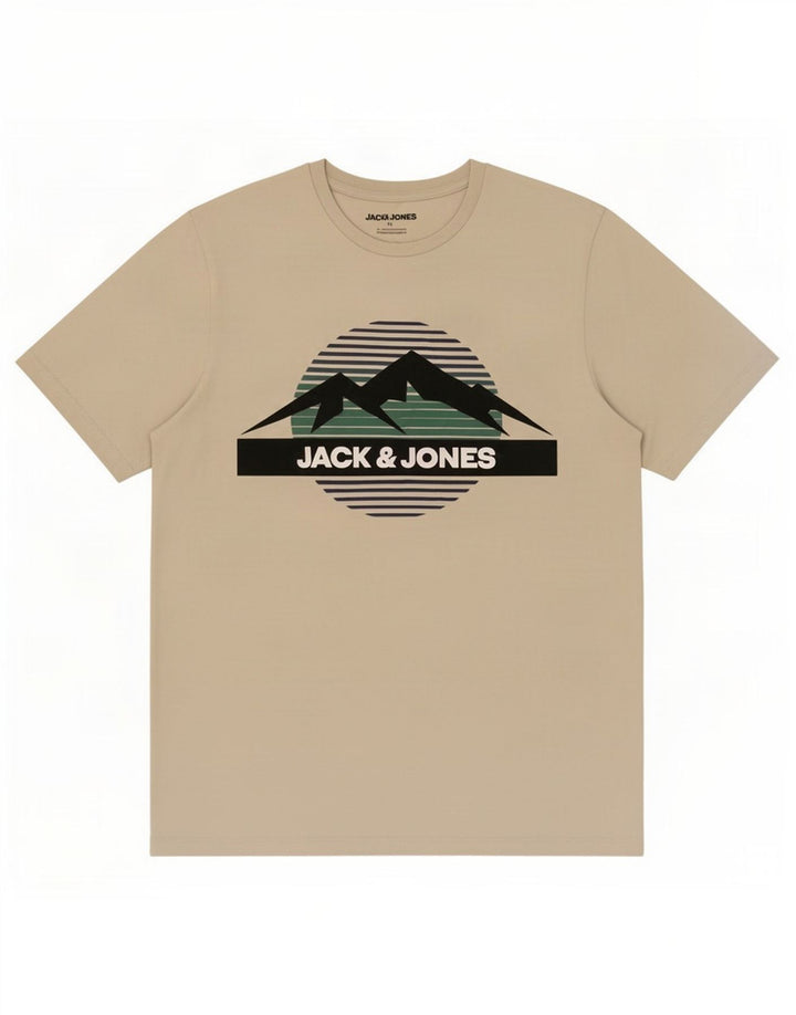 T-shirt grafica da uomo Jack & Jones Top in cotone bianco sporco medio