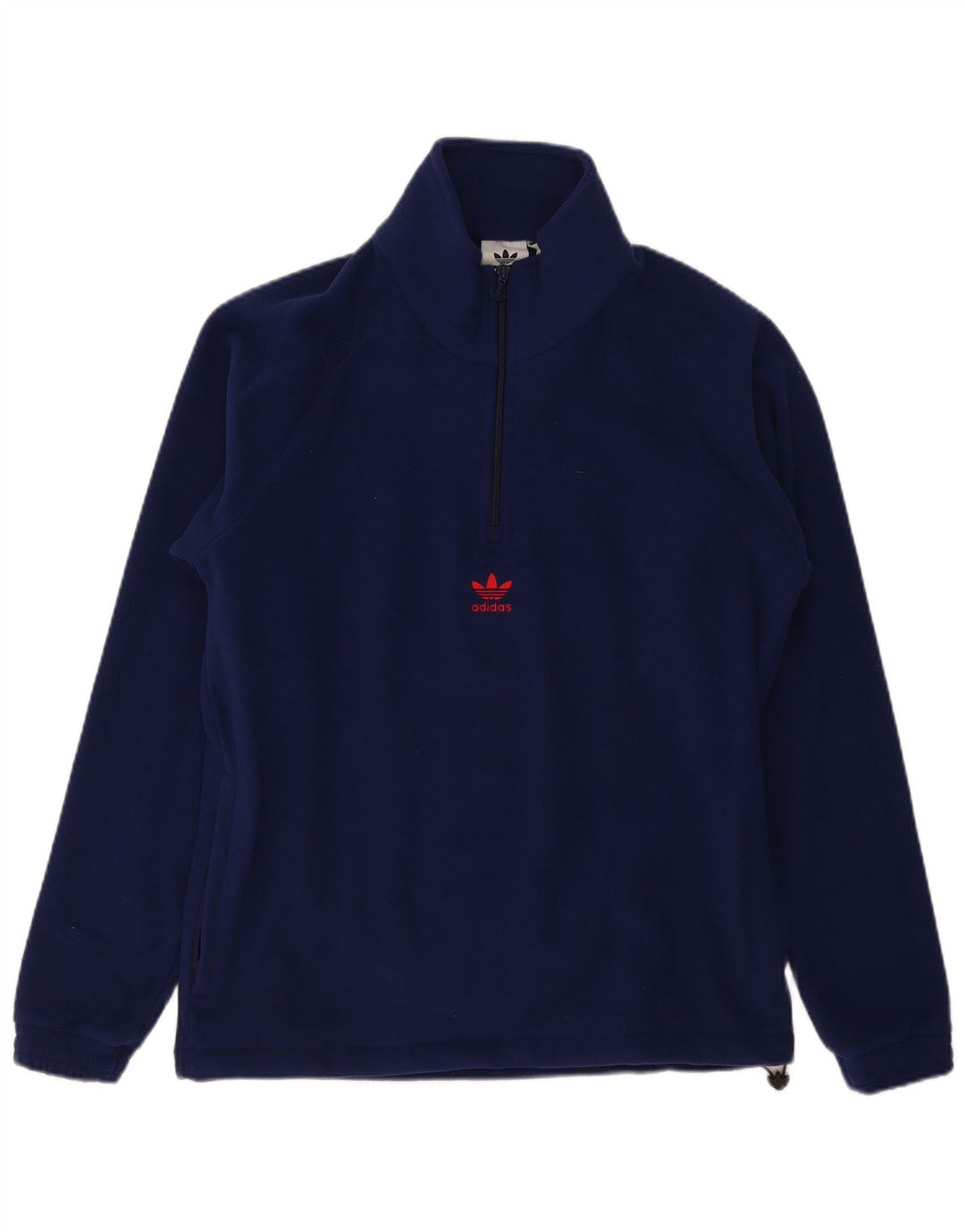 Adidas Mens Graphic Zip Neck Fleece Jumper Medium Navy Blue Polyester