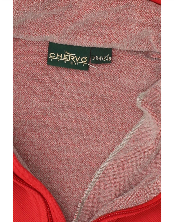 CHERVO Mens Zip Neck Sweatshirt Jumper IT 48 Medium Red Vintage Chervo and Second-Hand Chervo from Messina Hembry 