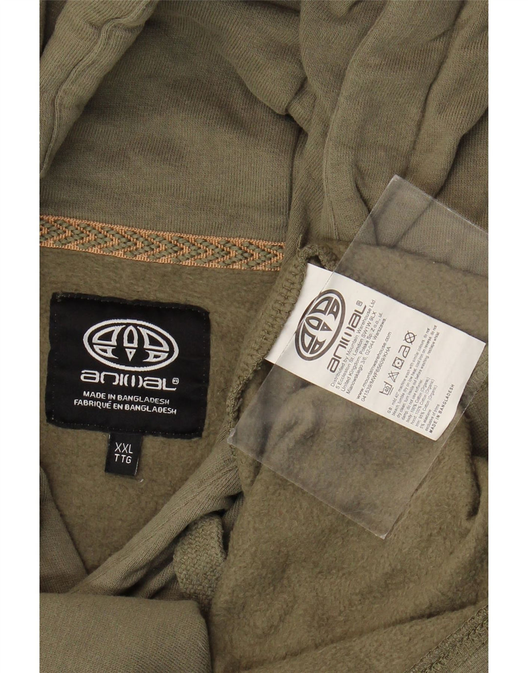 Felpa con cappuccio grafica da uomo Animal 2XL cotone kaki