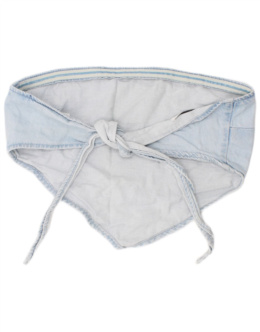 Top corto in denim da donna Zara, cotone blu medio
