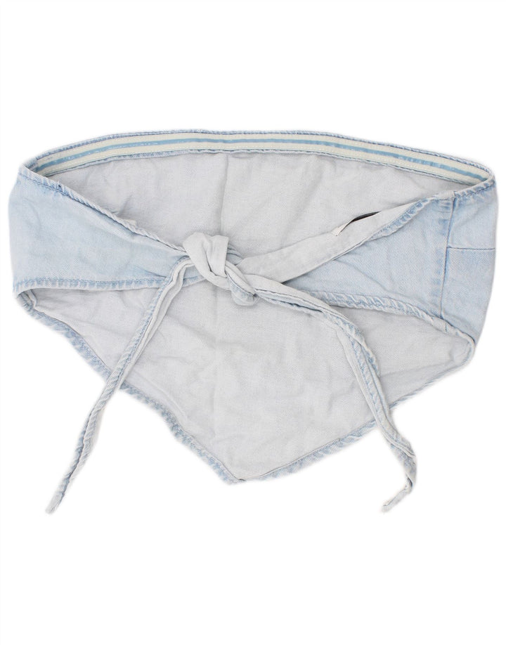 Top corto in denim da donna Zara, cotone blu medio