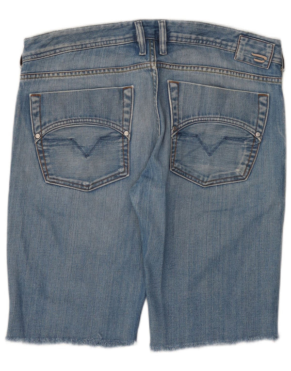 Pantaloncini di jeans invecchiati da uomo Diesel W34 grandi in cotone blu