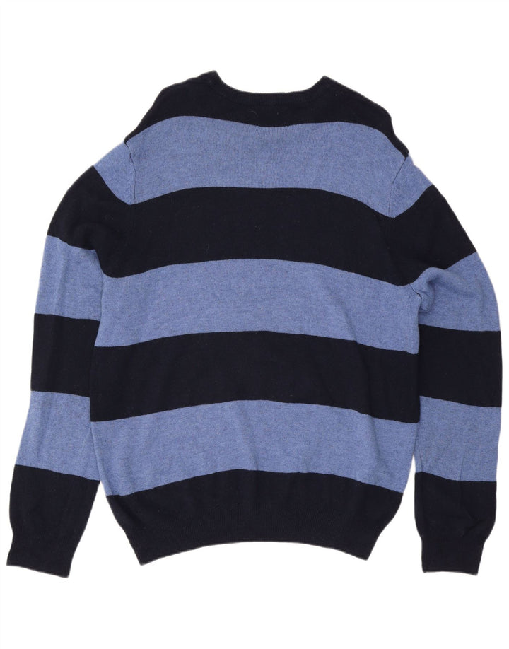 Marks & Spencer Maglione da uomo con scollo a barca XL Lana a righe blu navy