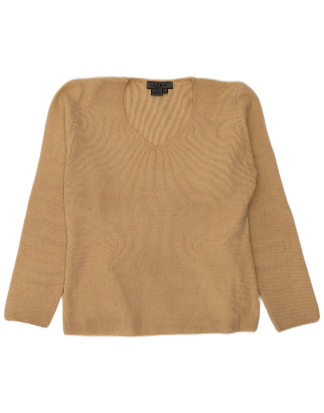 Maglione Zara da donna con scollo a V UK 16 grande lana beige