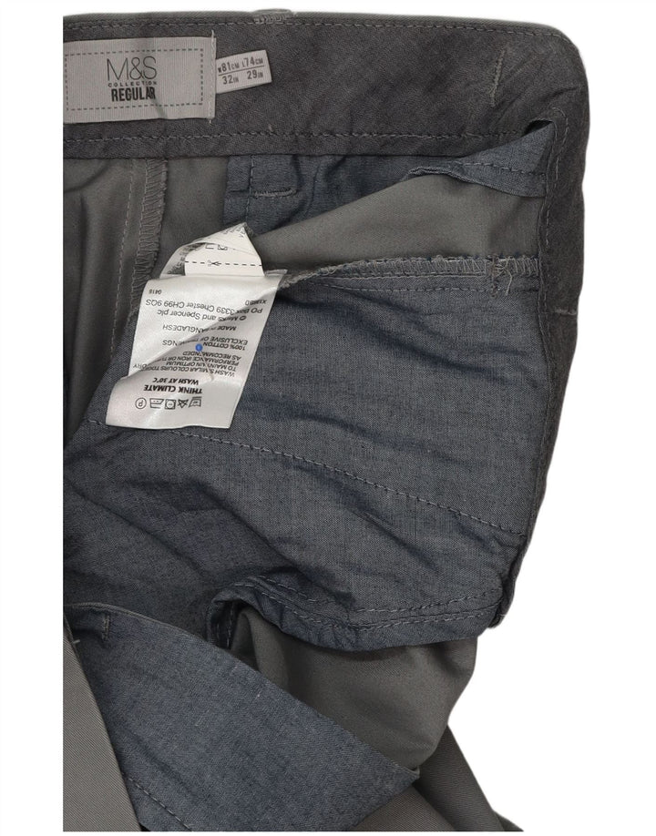 Pantaloni da abito dritti da uomo Marks & Spencer W32 L29 cotone grigio