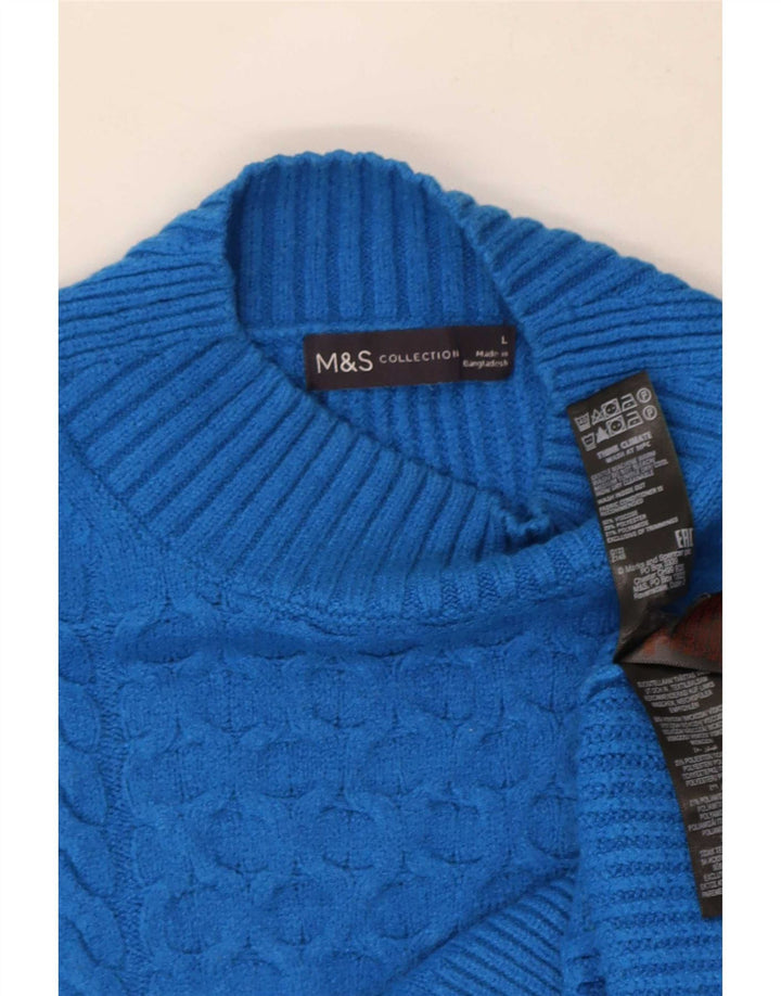 Maglione maglione a collo alto da donna Marks & Spencer UK 16 grande viscosa blu