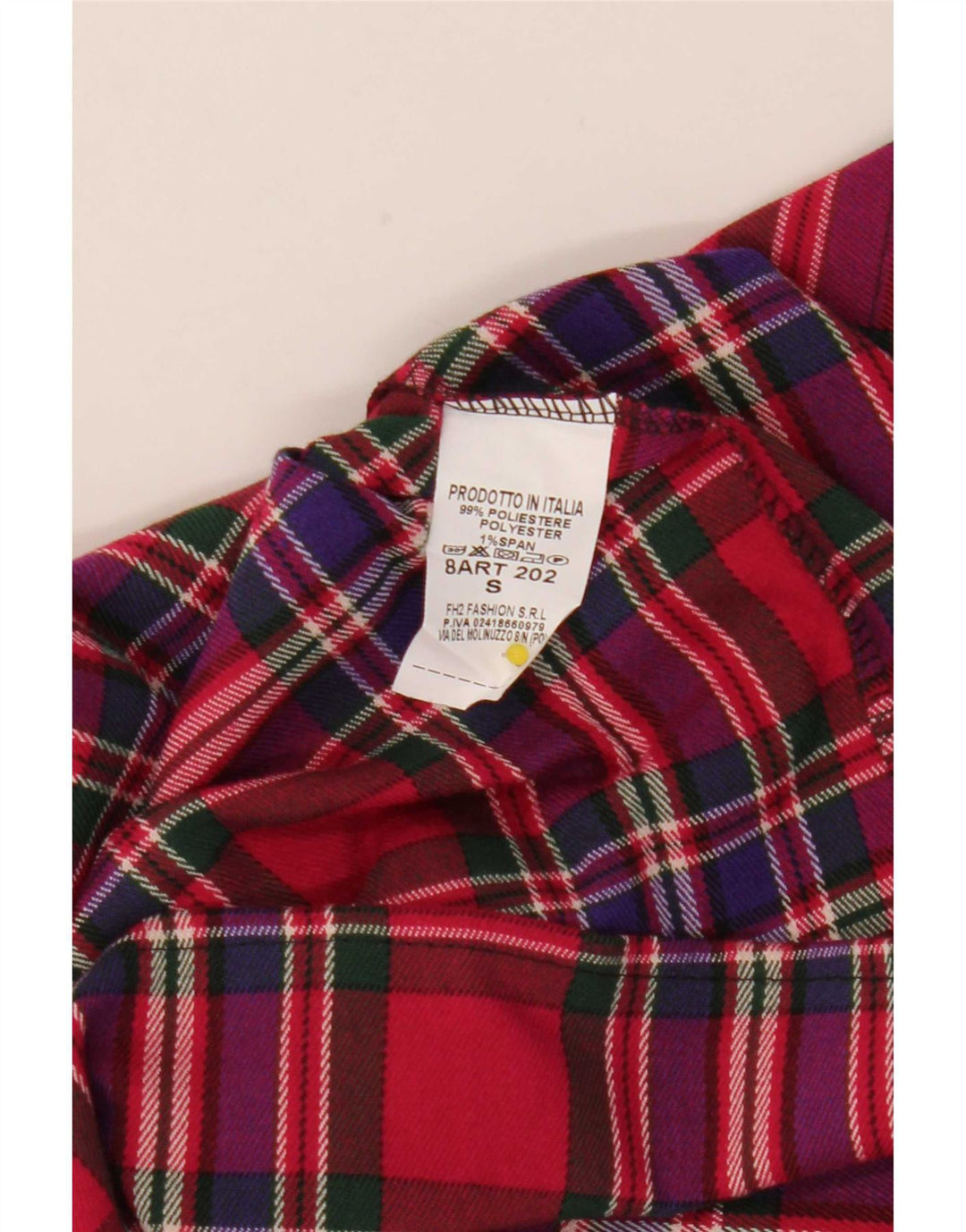 Mini gonna a pieghe vintage da donna piccola W25 in poliestere a quadri rossi