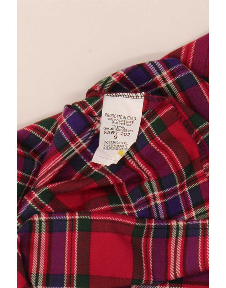 Mini gonna a pieghe vintage da donna piccola W25 in poliestere a quadri rossi
