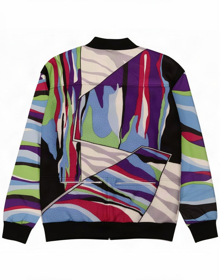 Giacca da tuta da uomo vintage con motivo astratto, grande multicolore