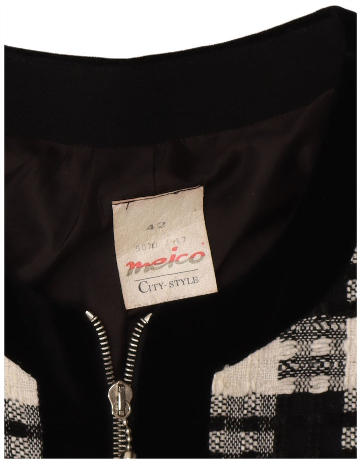 Giacca blazer lunga da donna Meico EU 42 grande poliestere a quadri neri