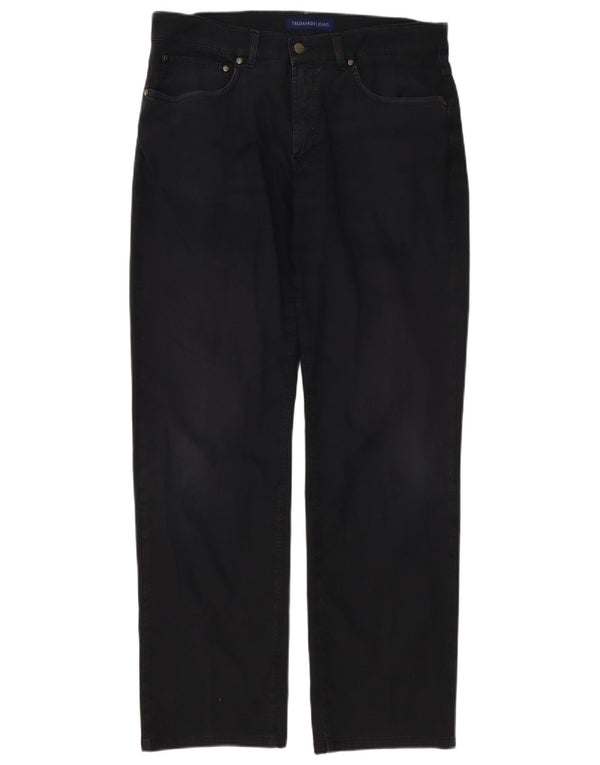 Pantaloni Casual Dritti Uomo Trussardi W36 L31 Cotone Nero