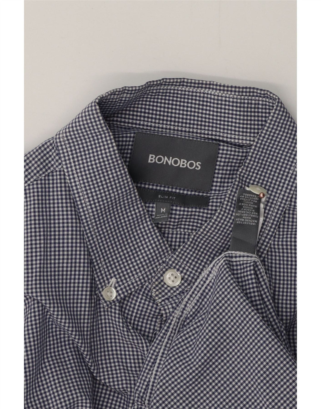 BONOBOS Camicia slim fit da uomo in cotone a quadretti blu navy medio