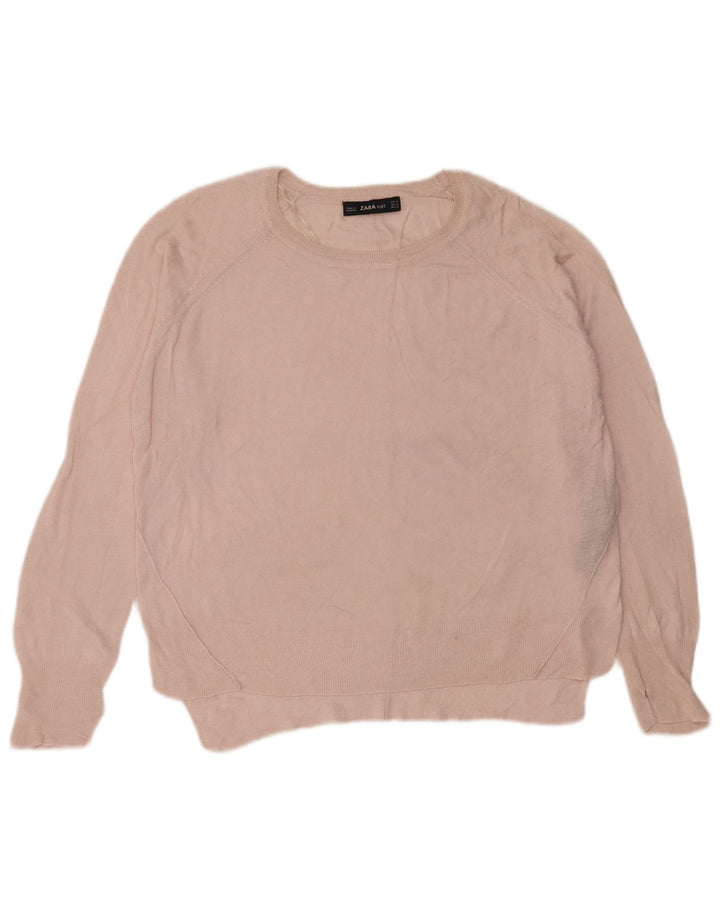 Maglione Zara da donna con scollo a barca UK 14 Viscosa rosa medio