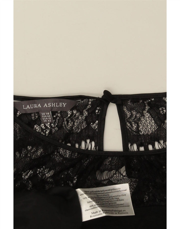 Laura Ashley Abito tubino a maniche lunghe da donna UK 14 Large Nero in poliammide