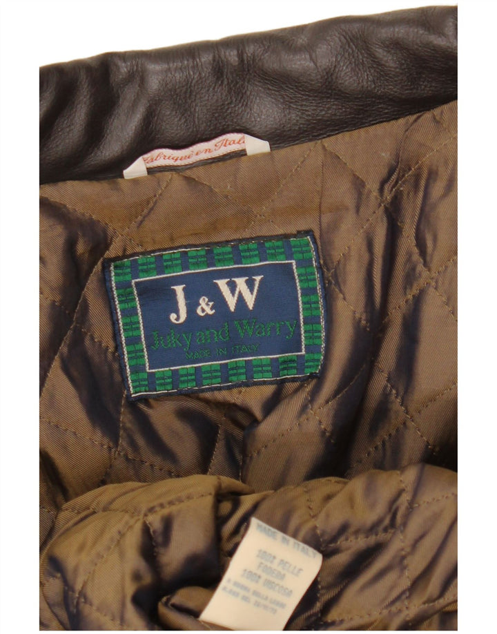 Giacca in pelle vintage da donna UK 18 XL in pelle marrone