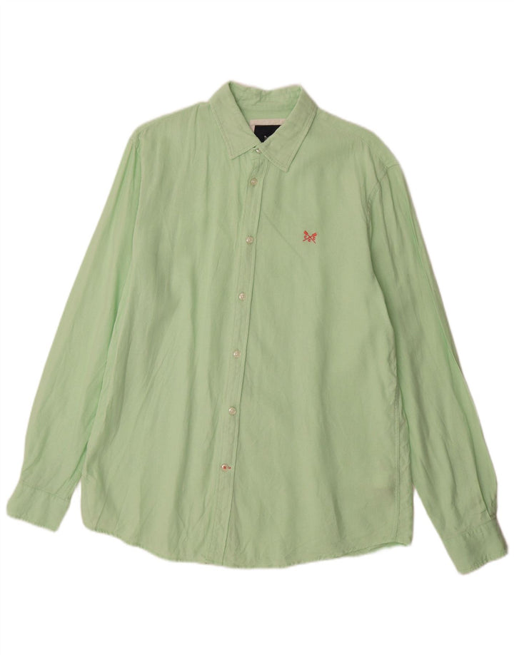 Crew Clothing Camicia da uomo in lino verde medio