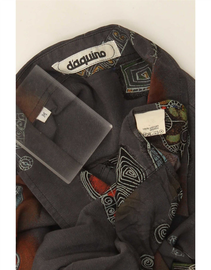 Camicia Vintage da Uomo con Fantasia Astratta in Viscosa Grigio Medio