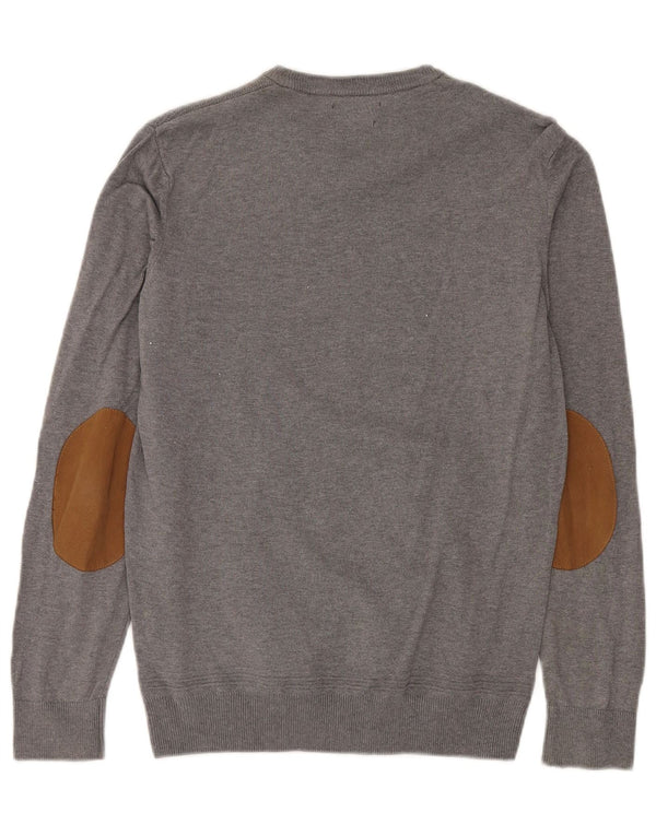 Maglione maglione girocollo da uomo Zara in cotone grigio medio