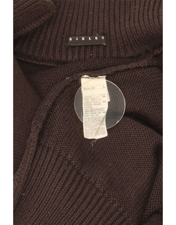 Maglione cardigan da uomo Sisley grande lana marrone