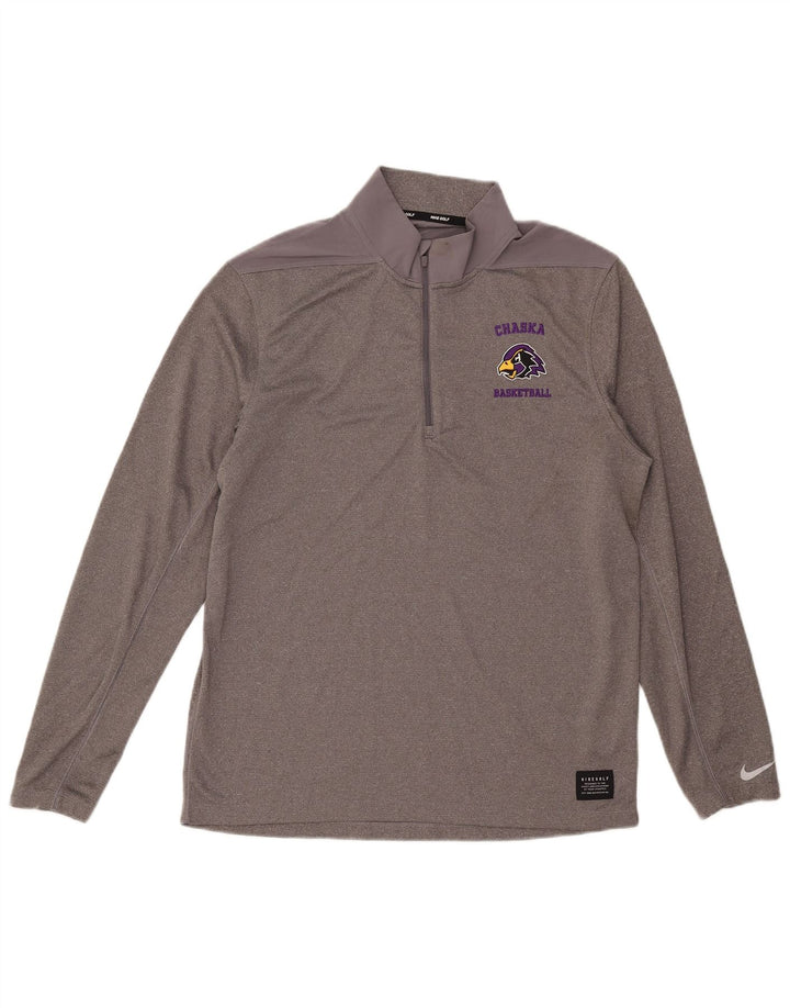 Maglia da tuta pullover con zip grafica Nike Dri Fit da uomo, grigio medio