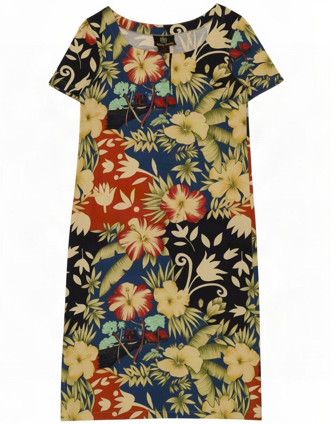 Vestito a trapezio da donna Johnny Lambs IT 44 Medio cotone floreale multicolore