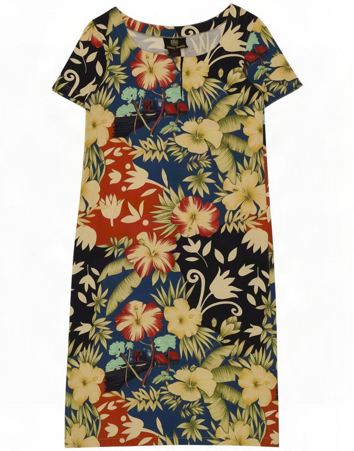 Vestito a trapezio da donna Johnny Lambs IT 44 Medio cotone floreale multicolore