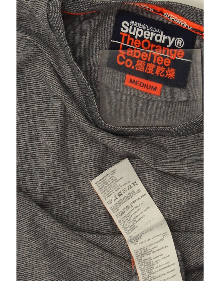 Top da uomo Superdry a maniche lunghe in cotone gessato grigio medio