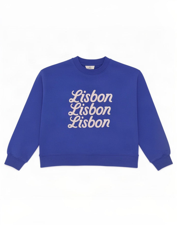 Felpa grafica Marks & Spencer da donna Lisbona UK 14 Blu medio