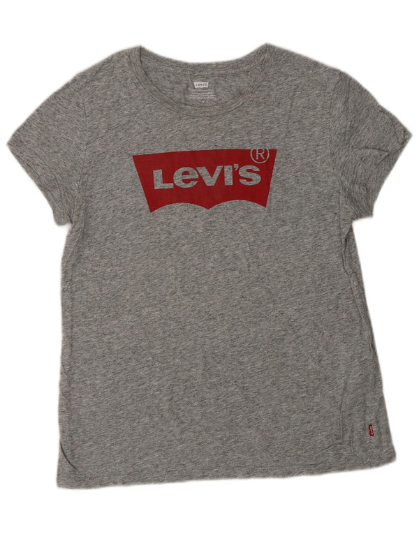 T-shirt grafica da donna LEVI'S UK 12 Cotone screziato grigio medio